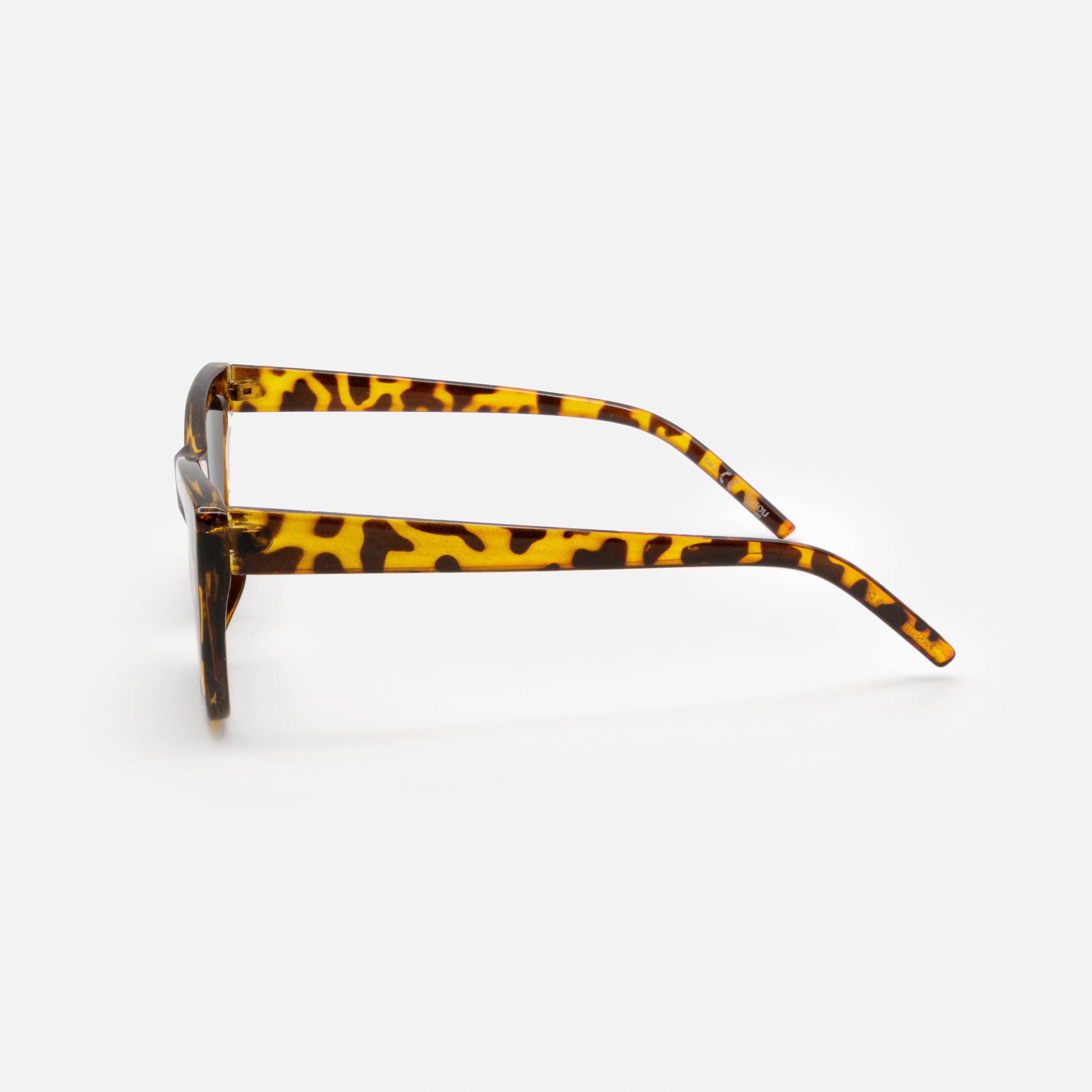 Tortoiseshell sunglasses with black lenses