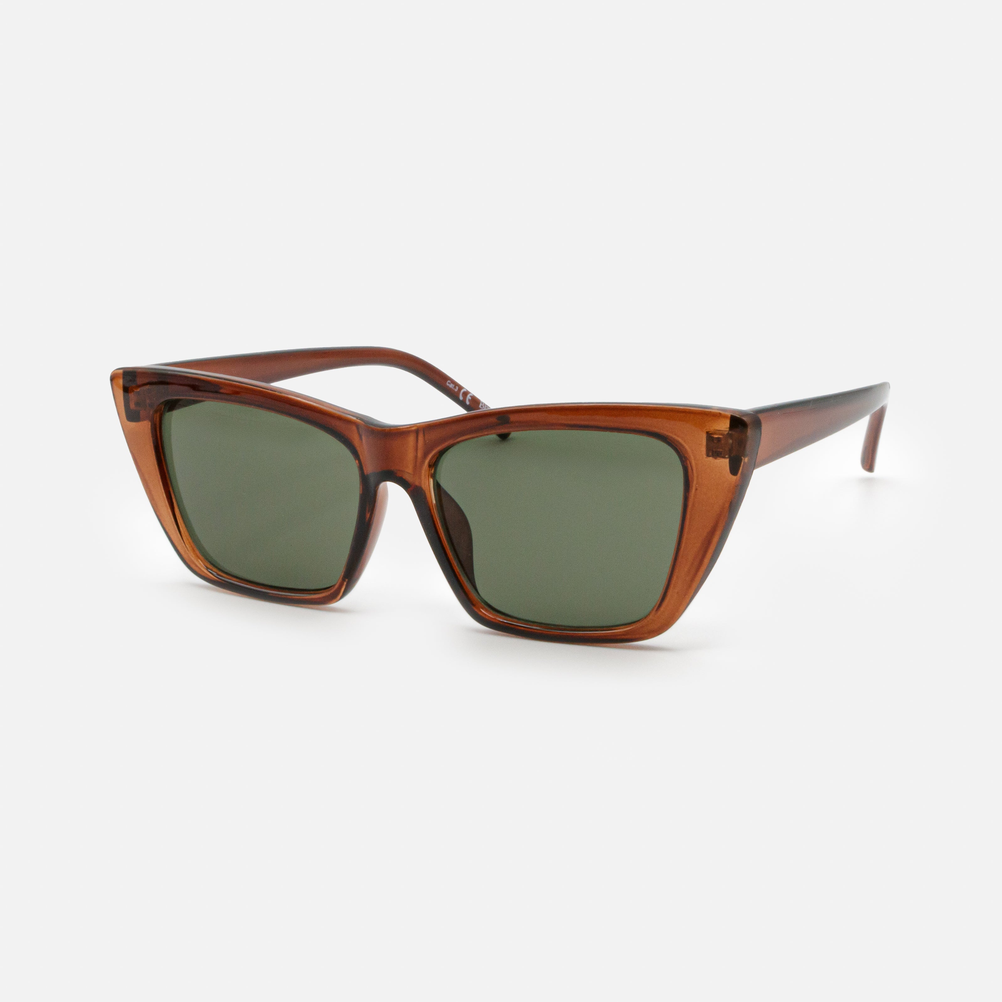 Brown sunglasses with green lenses
