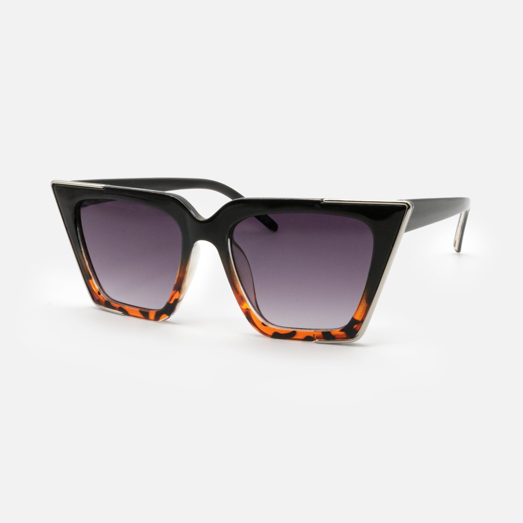 Black and tortoiseshell sunglasses with silver detail