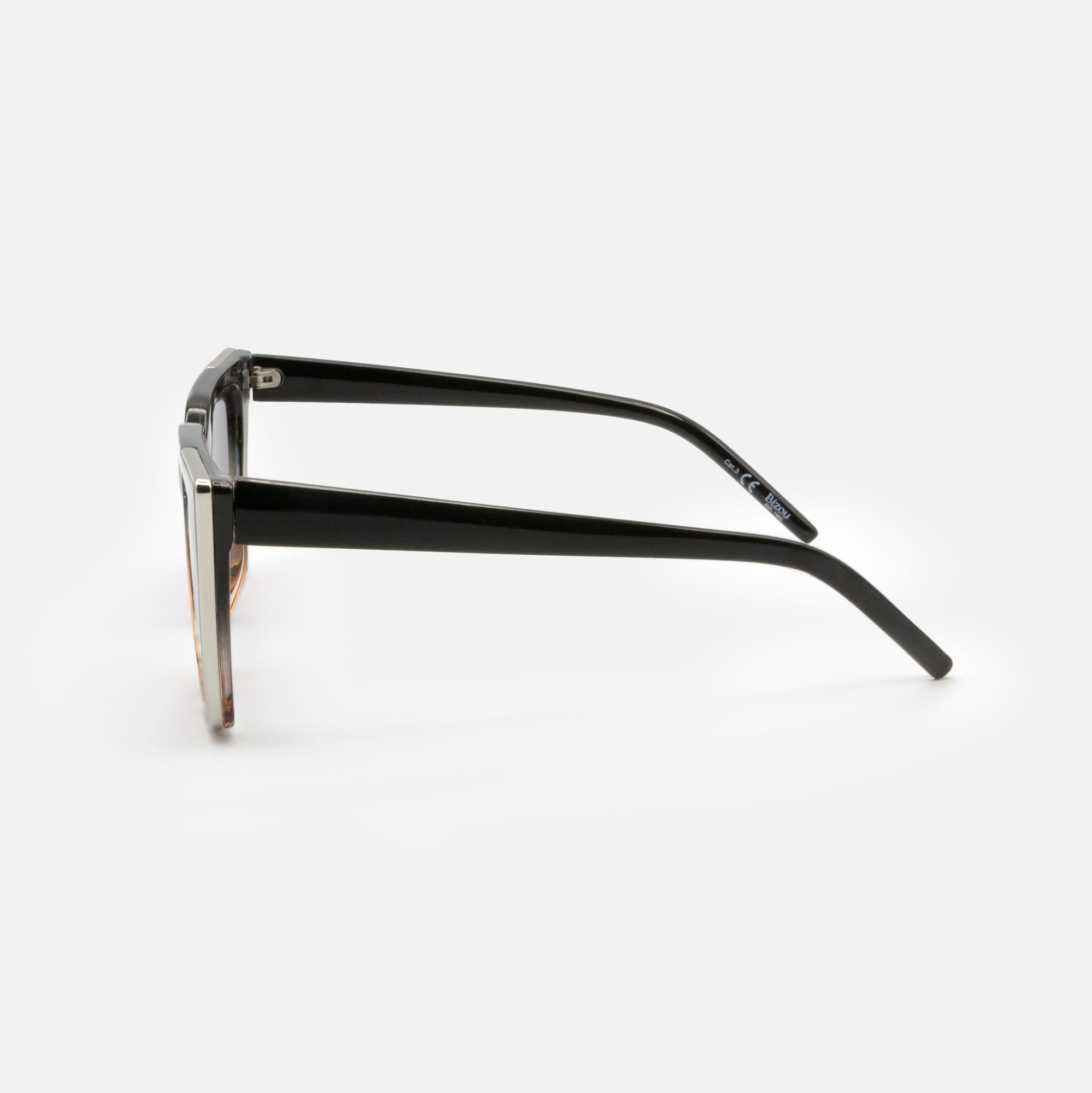 Black and tortoiseshell sunglasses with silver detail
