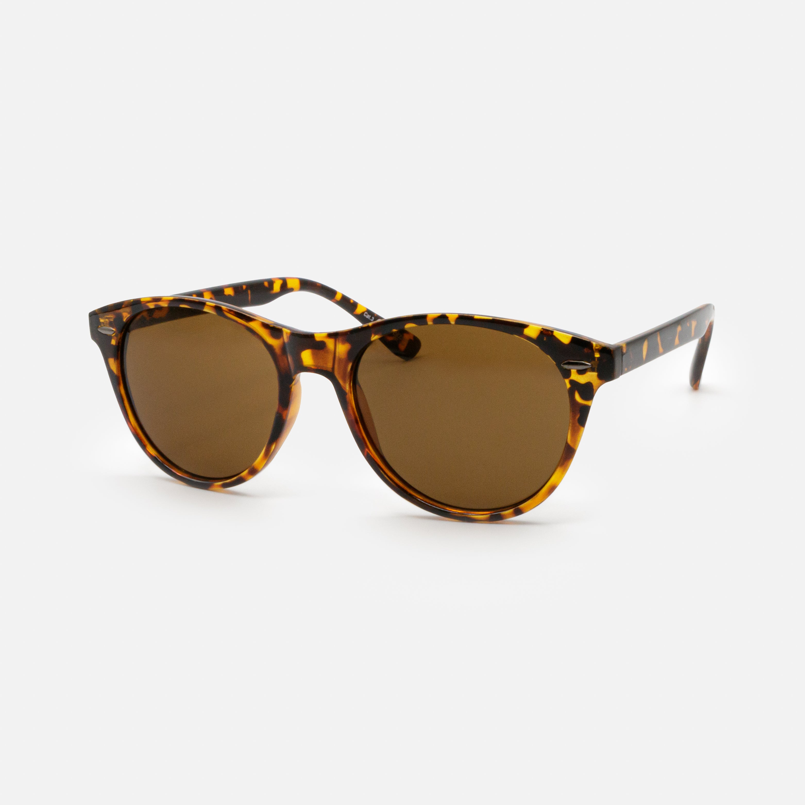 Round tortoiseshell sunglasses with brown lenses