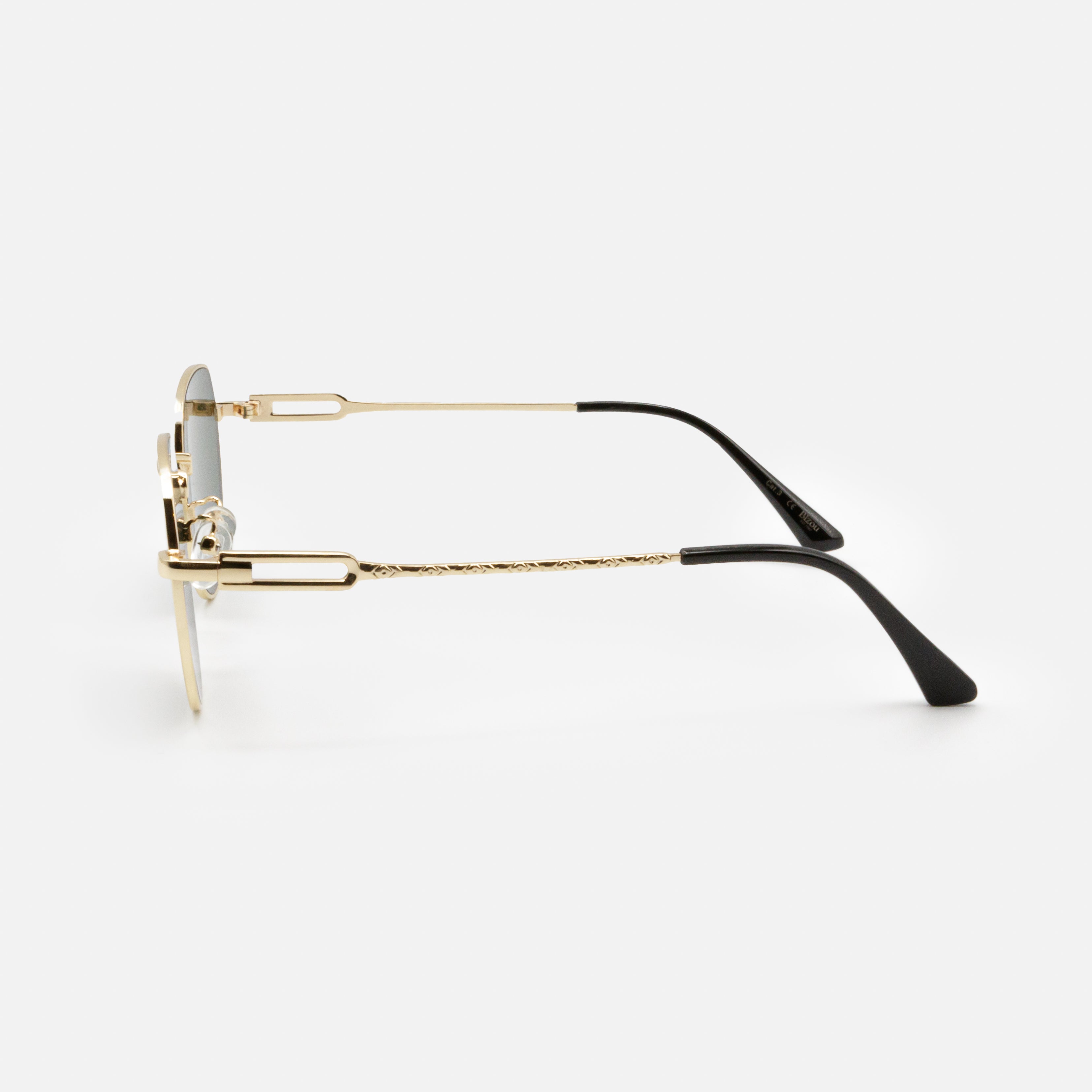 Gold sunglasses with green lenses
