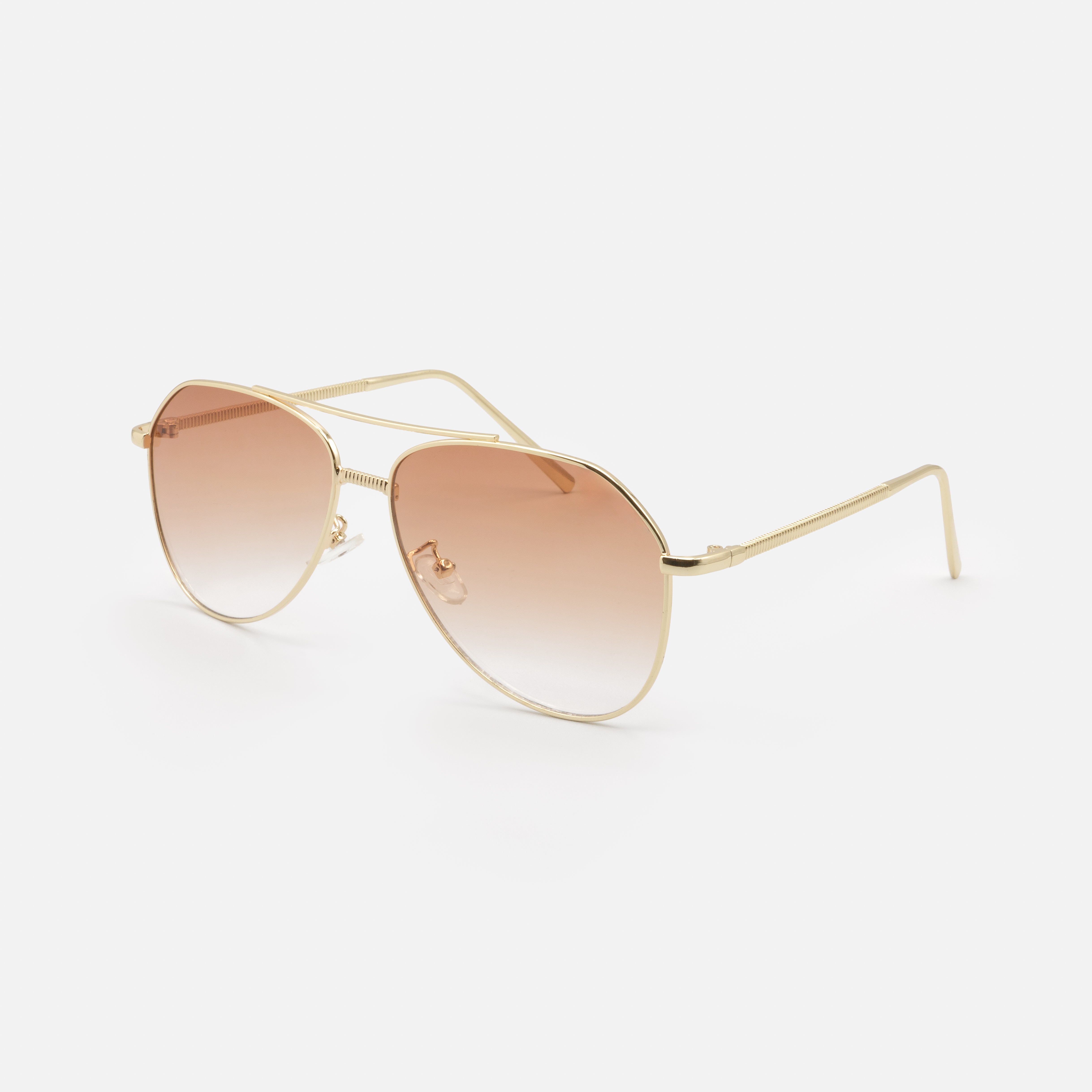 Gold aviator sunglasses with pale lenses