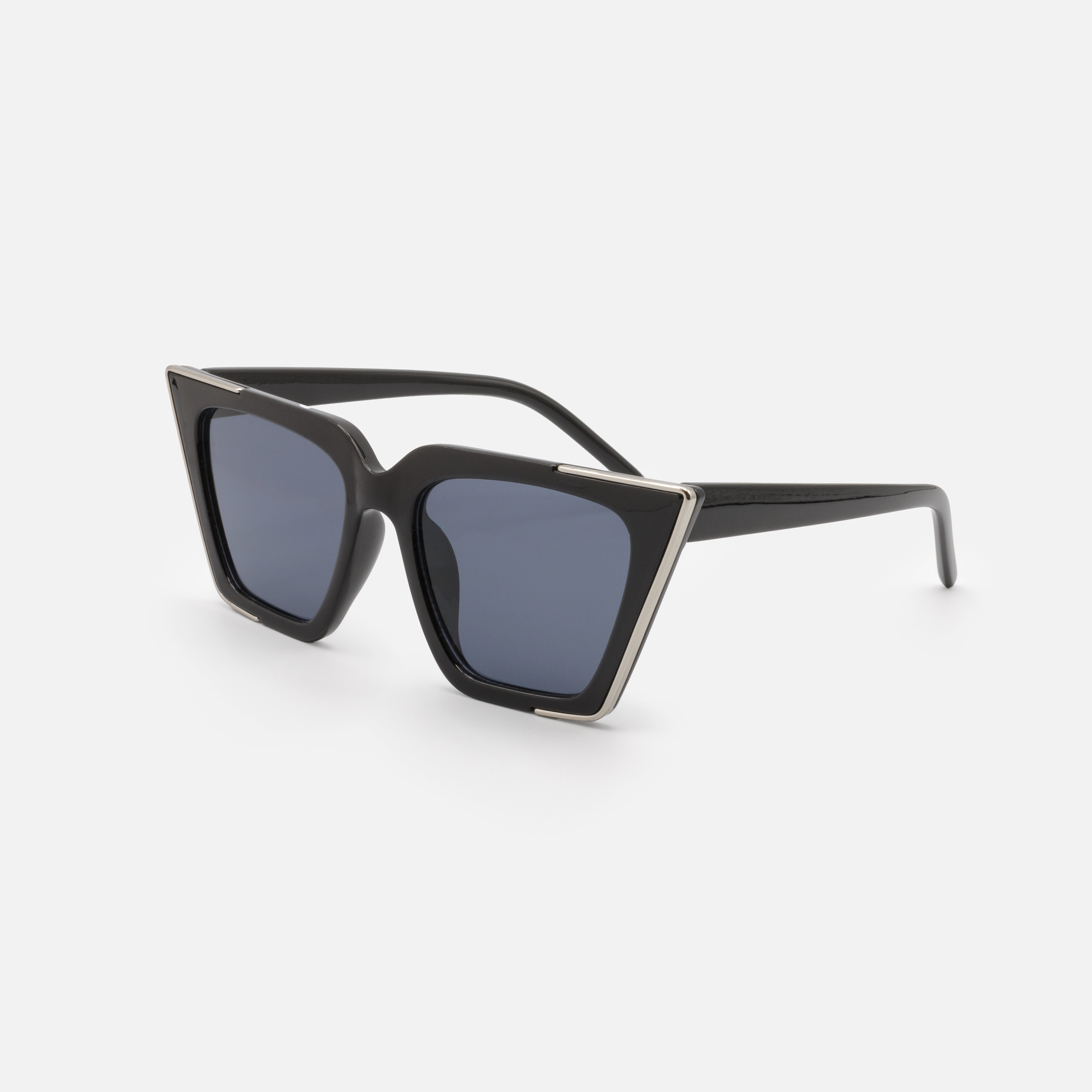 Black and silver sunglasses with dark lenses