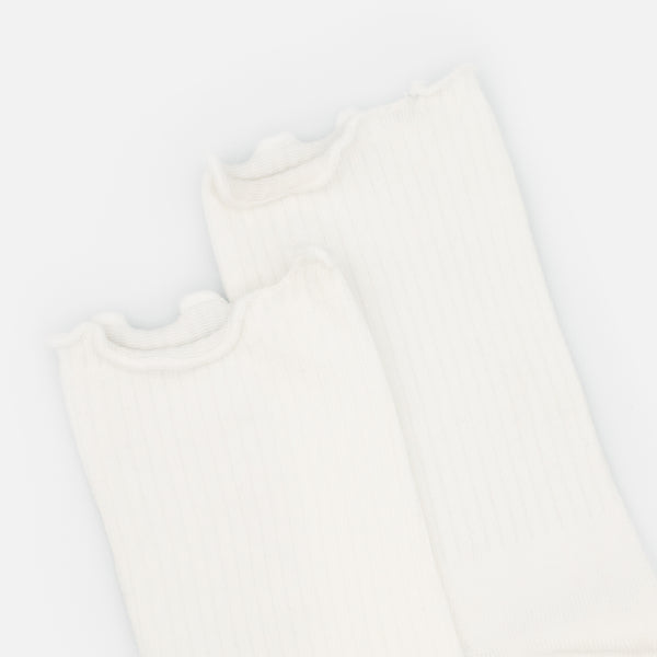 Load image into Gallery viewer, White stockings with wavy trim