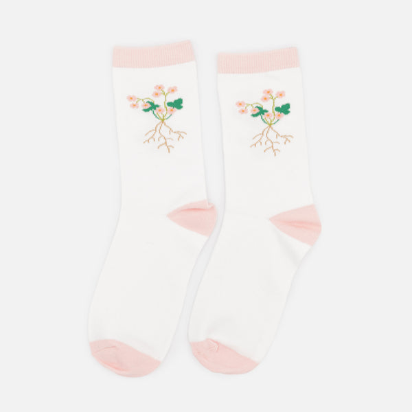 Charger l'image dans la galerie, Bas blancs et rose pâle avec racines de fleurs