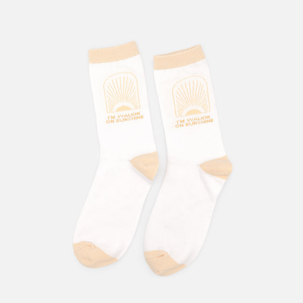 Charger l'image dans la galerie, Bas blancs et rose pâle "i'm walkin' on sunshine"