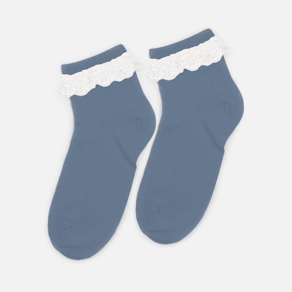 Charger l'image dans la galerie, Bas cheville bleus avec dentelle