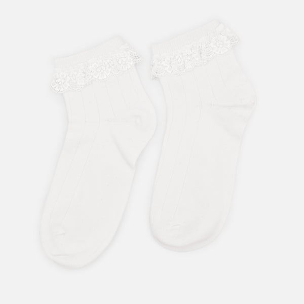 Charger l'image dans la galerie, Bas cheville blancs avec dentelle