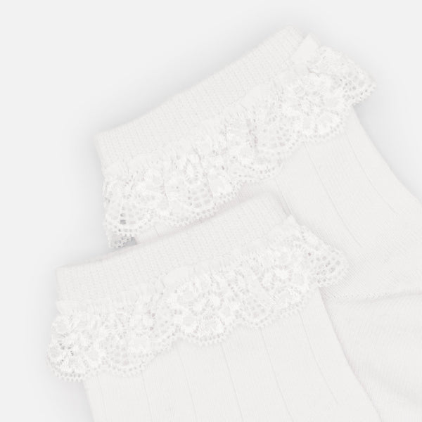 Charger l'image dans la galerie, Bas cheville blancs avec dentelle