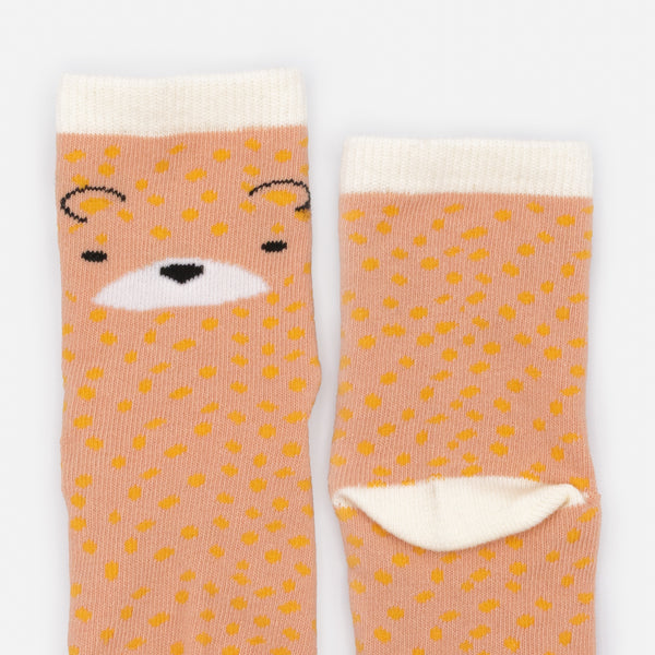 Charger l'image dans la galerie, Mini bas oranges & crème avec visage de léopard