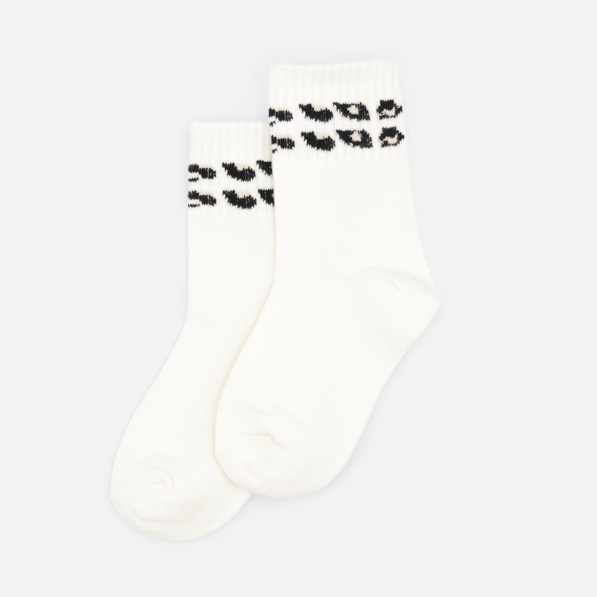 Mini bas crème côtelés à rayures léopard