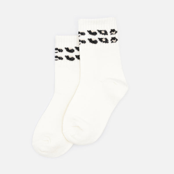 Charger l'image dans la galerie, Mini bas crème côtelés à rayures léopard