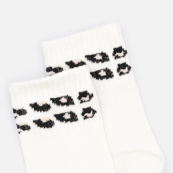 Charger l'image dans la galerie, Mini bas crème côtelés à rayures léopard