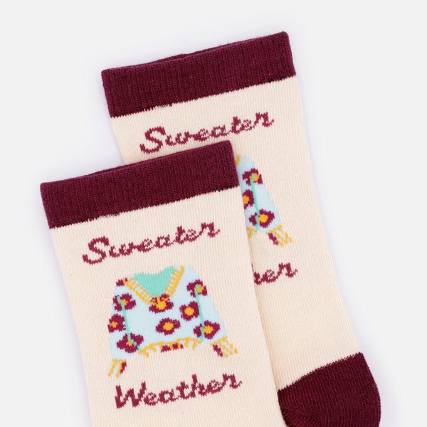 Charger l'image dans la galerie, Bas beiges & bourgogne "Sweater Weather"