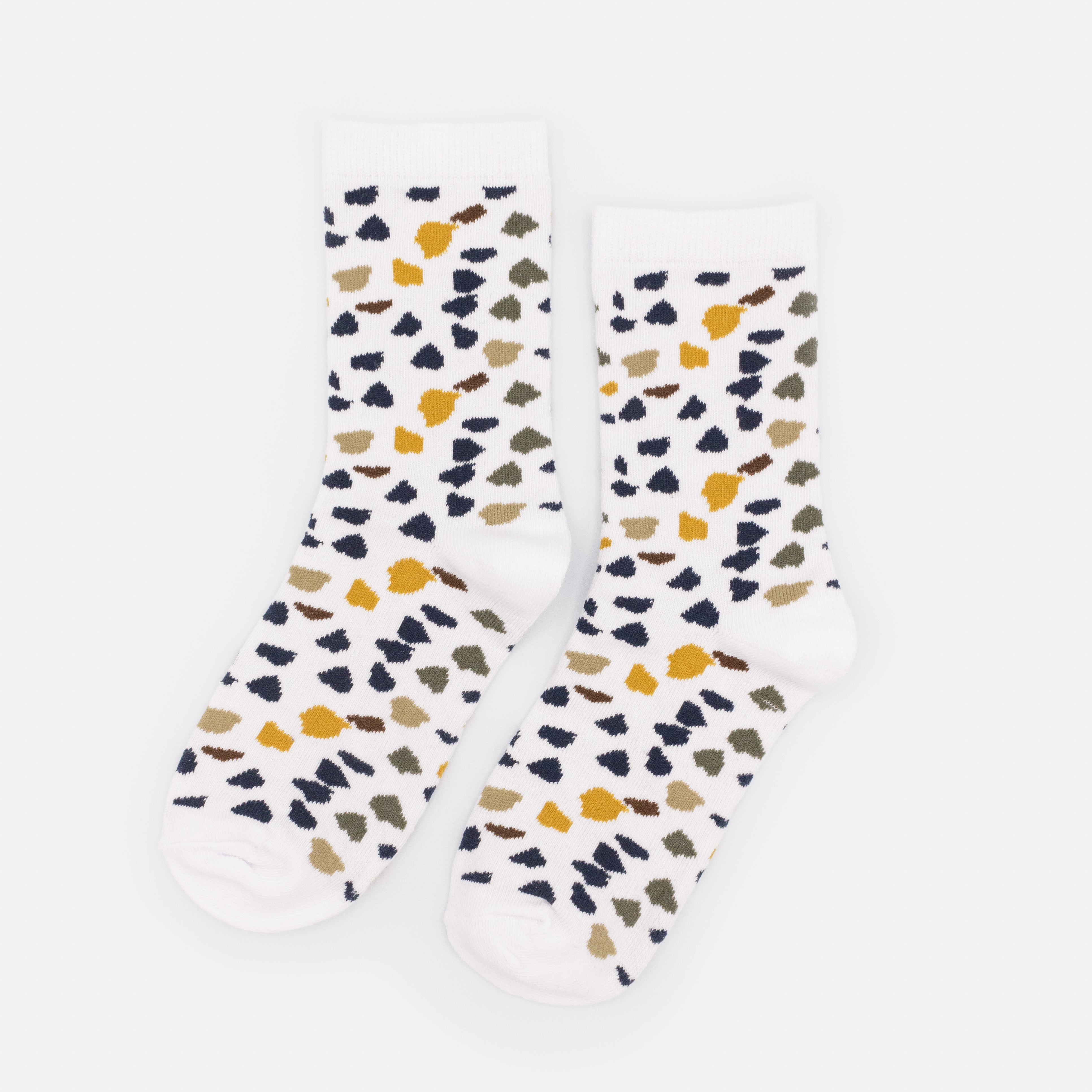 Bas blancs à motif terrazzo multicolore