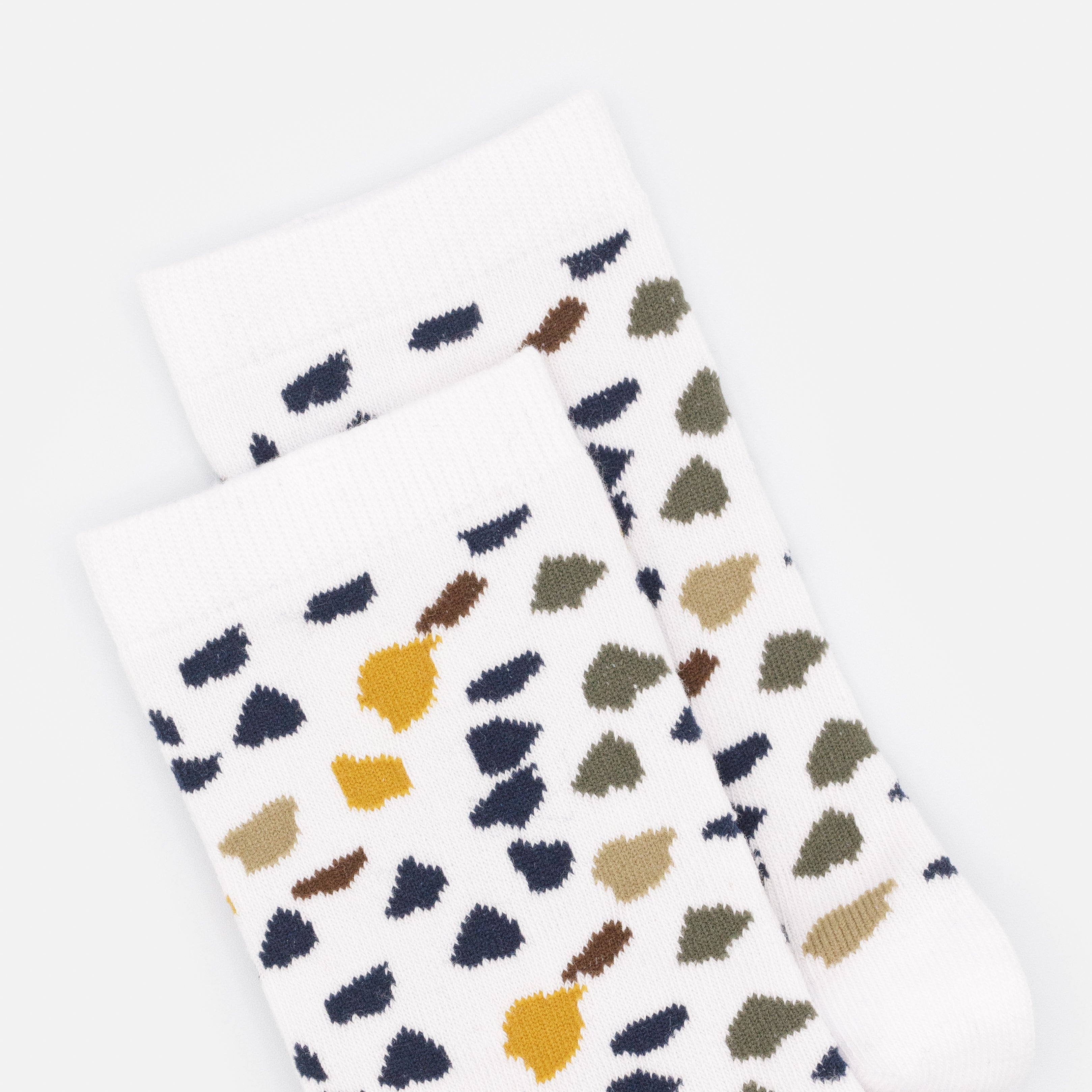 Bas blancs à motif terrazzo multicolore