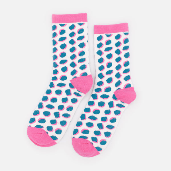 Charger l'image dans la galerie, Bas blancs & roses à motif animalier sarcelle