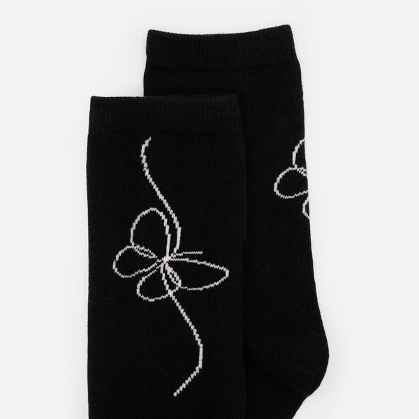 Charger l'image dans la galerie, Bas noirs avec imprimé papillon blanc