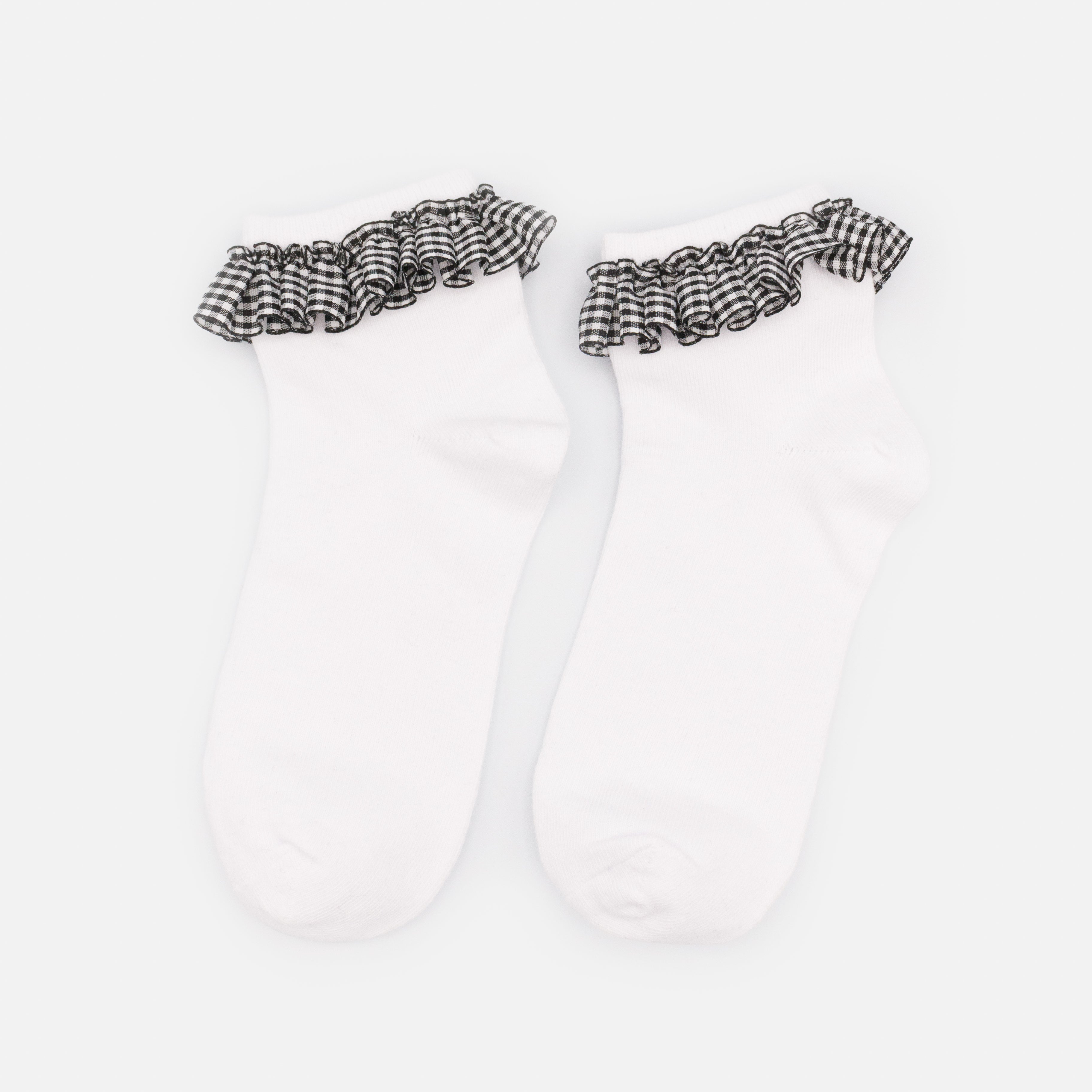 Bas cheville blancs avec dentelle à motif Vichy
