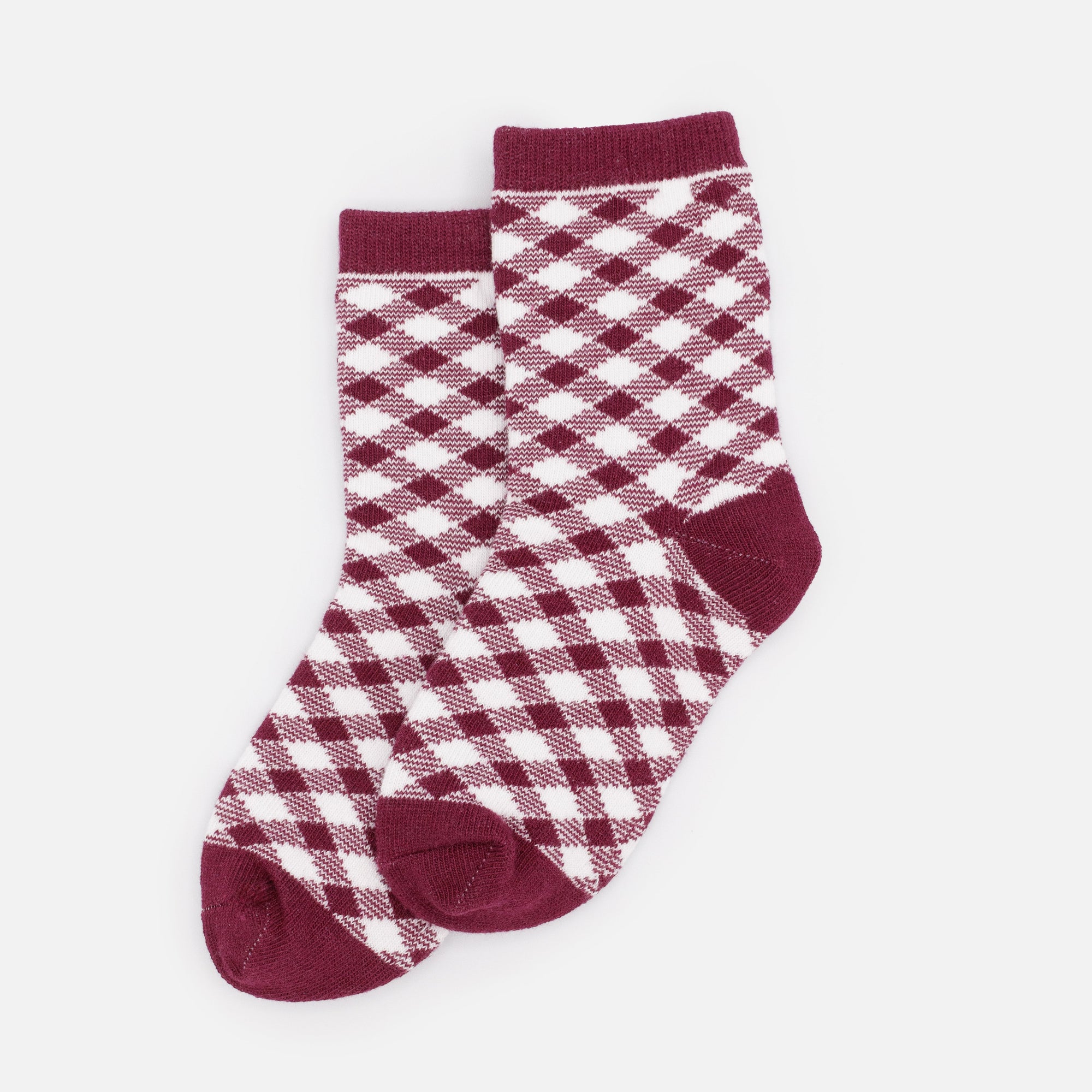 White & Burgundy Checkered Mini Stockings