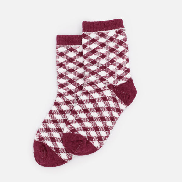 Load image into Gallery viewer, White & Burgundy Checkered Mini Stockings