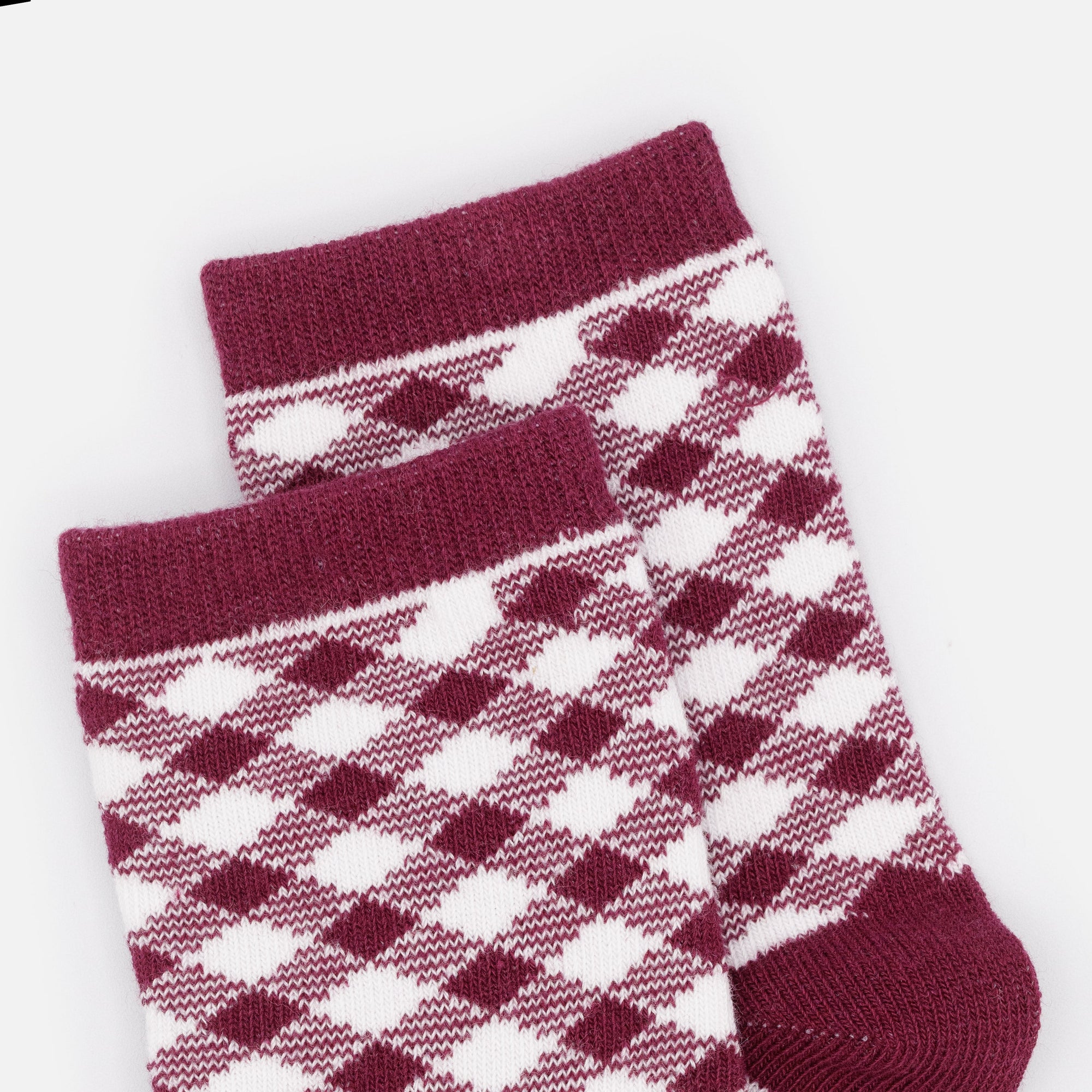 White & Burgundy Checkered Mini Stockings