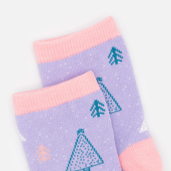 Load image into Gallery viewer, Lilac & pale pink mini stockings with teal trees