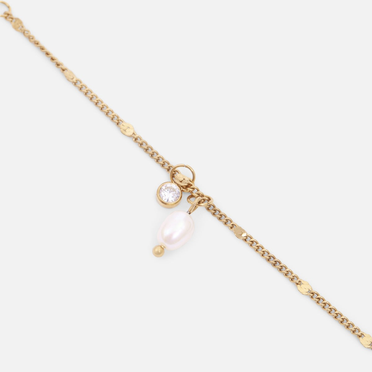 Bracelet doré pierre et perle en acier inoxydable