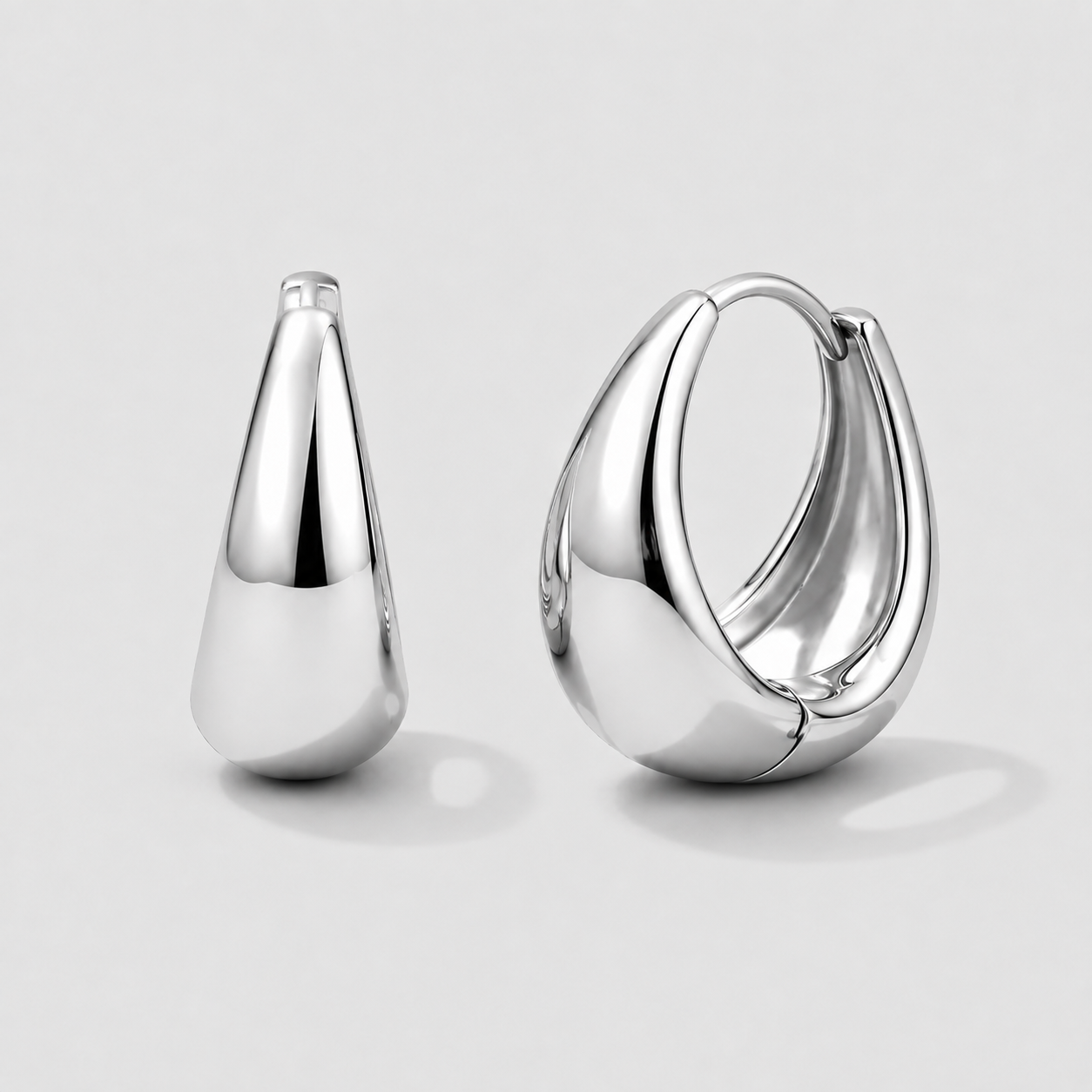 Boucles d'oreilles anneaux argentées à base large en acier inoxydable