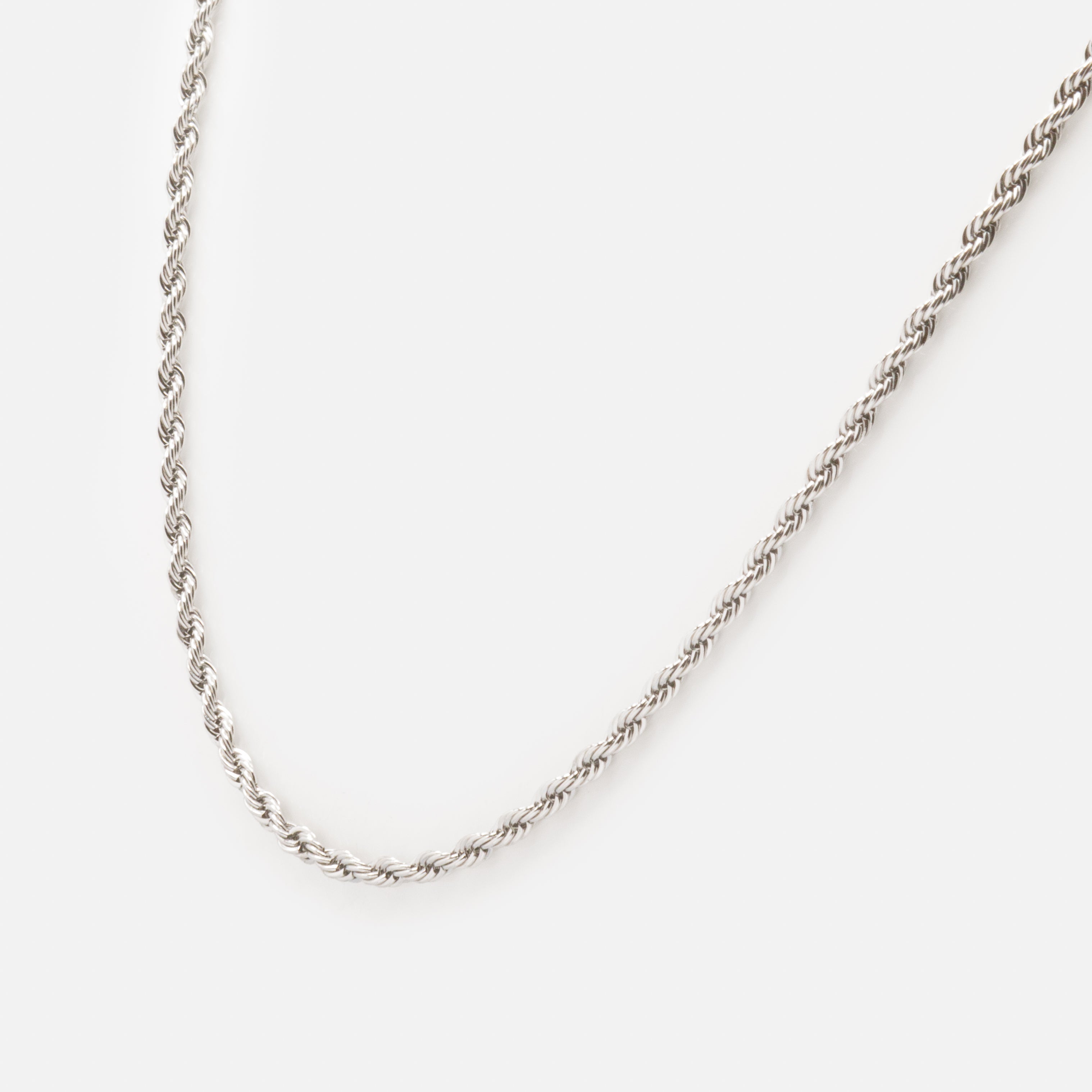Silvered stainless steel twisted chain