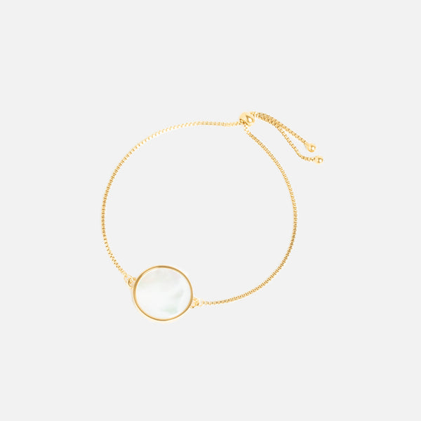 Load image into Gallery viewer, Golden stainless steel bracelet with pearly circle