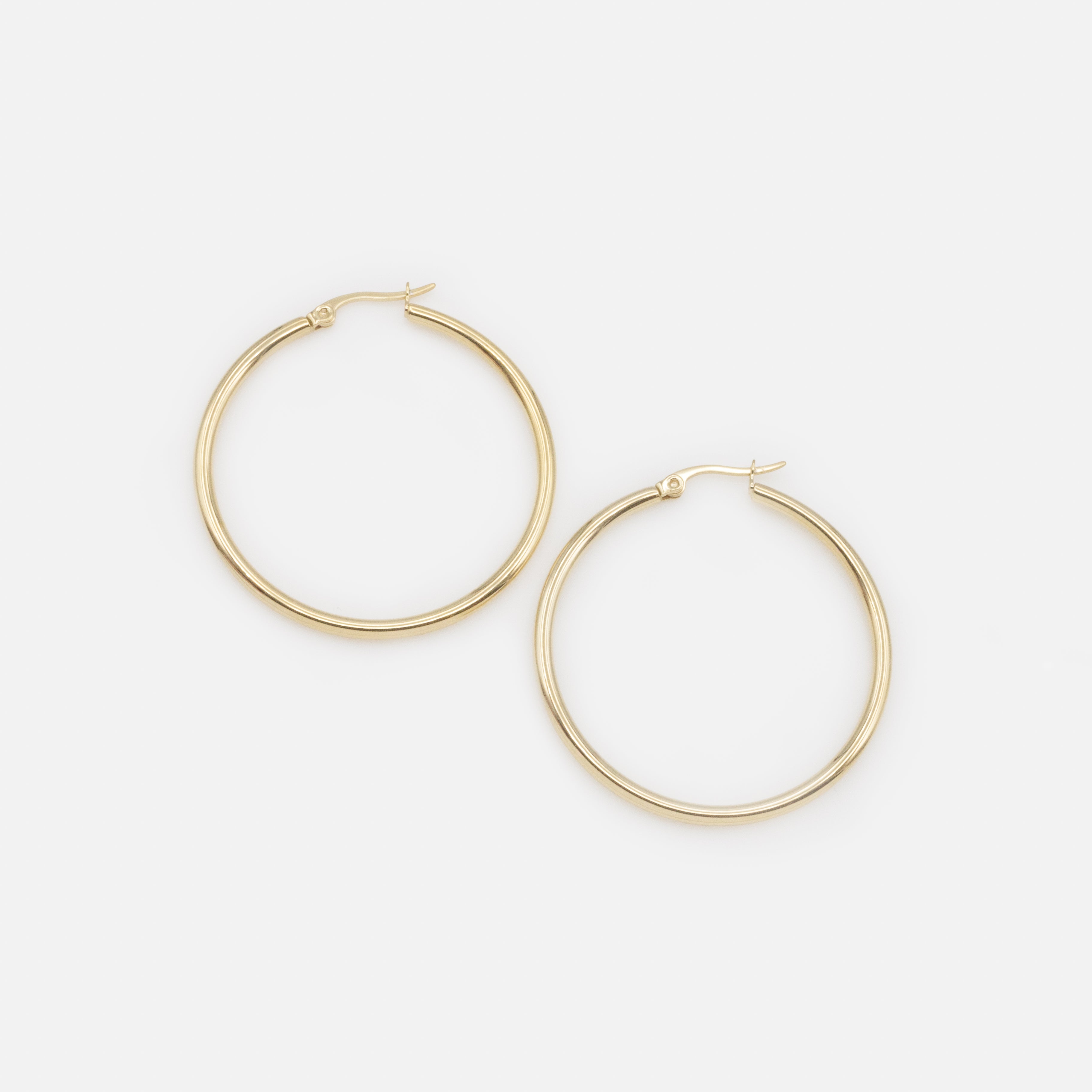 Boucles d'oreilles anneaux dorés 40 mm en acier inoxydable