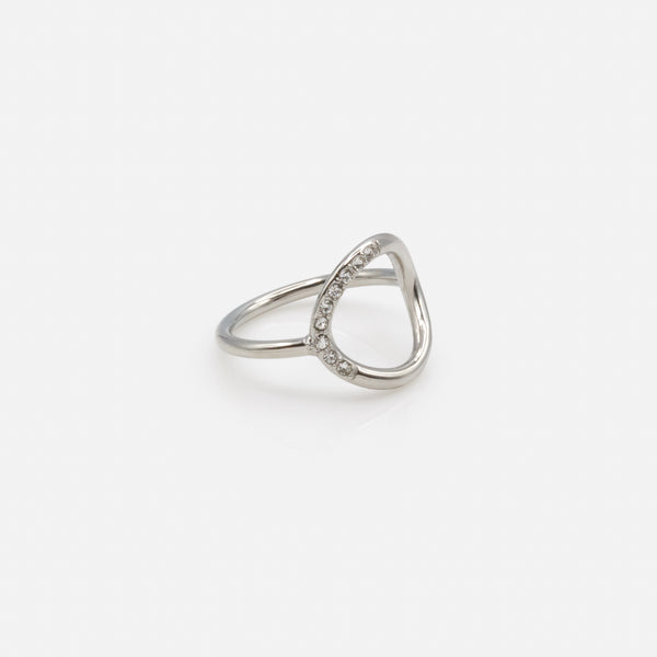 Load image into Gallery viewer, Silver empty circle ring with cubic zirconia in stainless steel