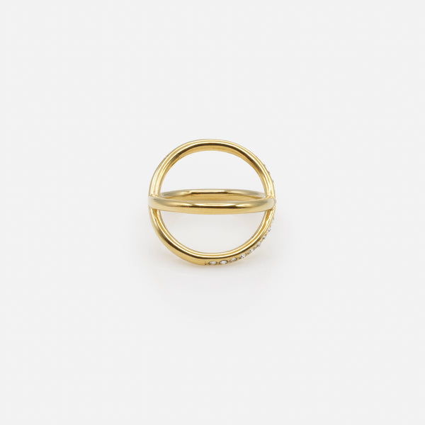 Charger l'image dans la galerie, Bague dorée en "X" avec zircons cubiques en acier inoxydable