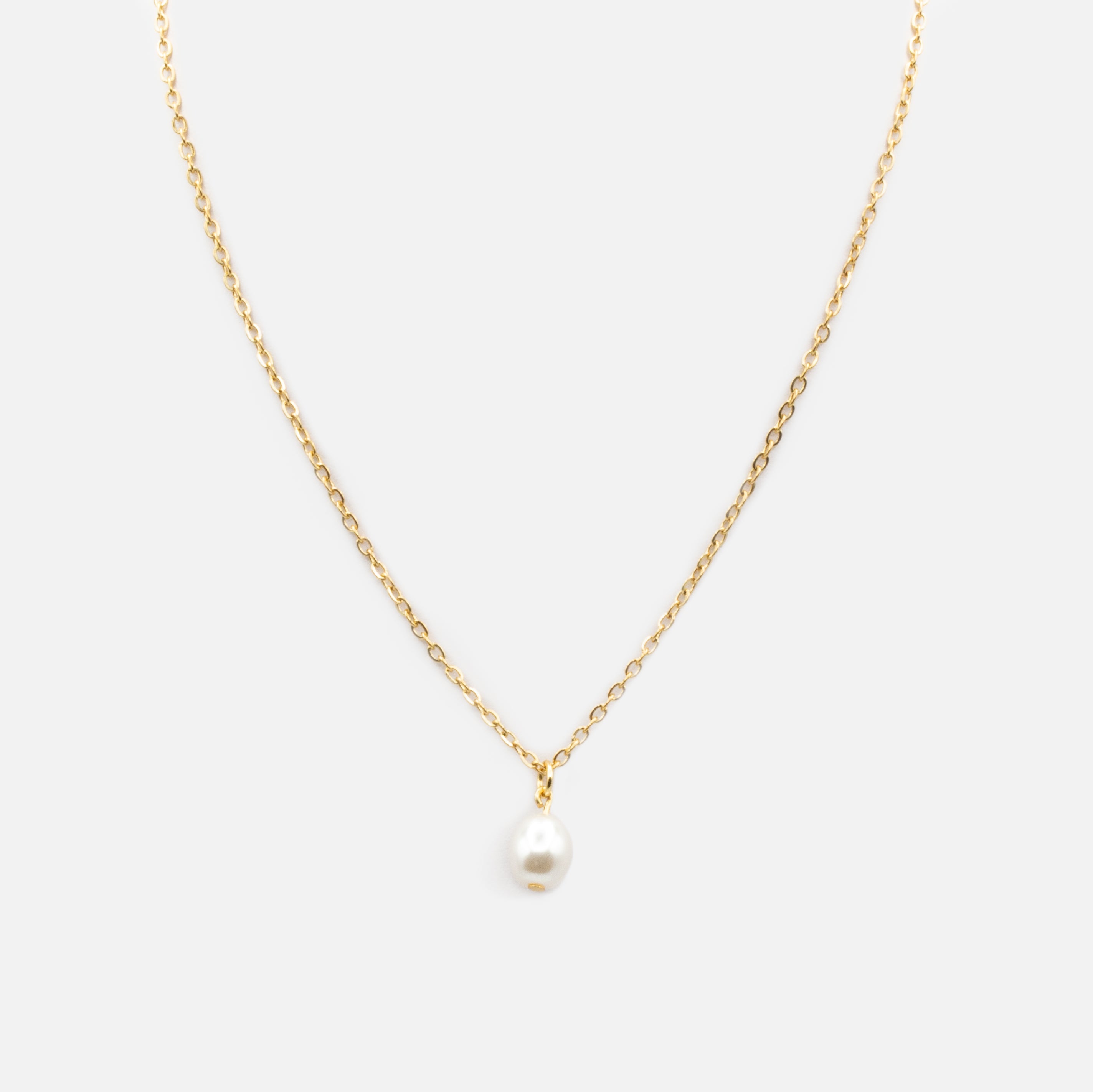 Collier doré breloque perle en acier inoxydable