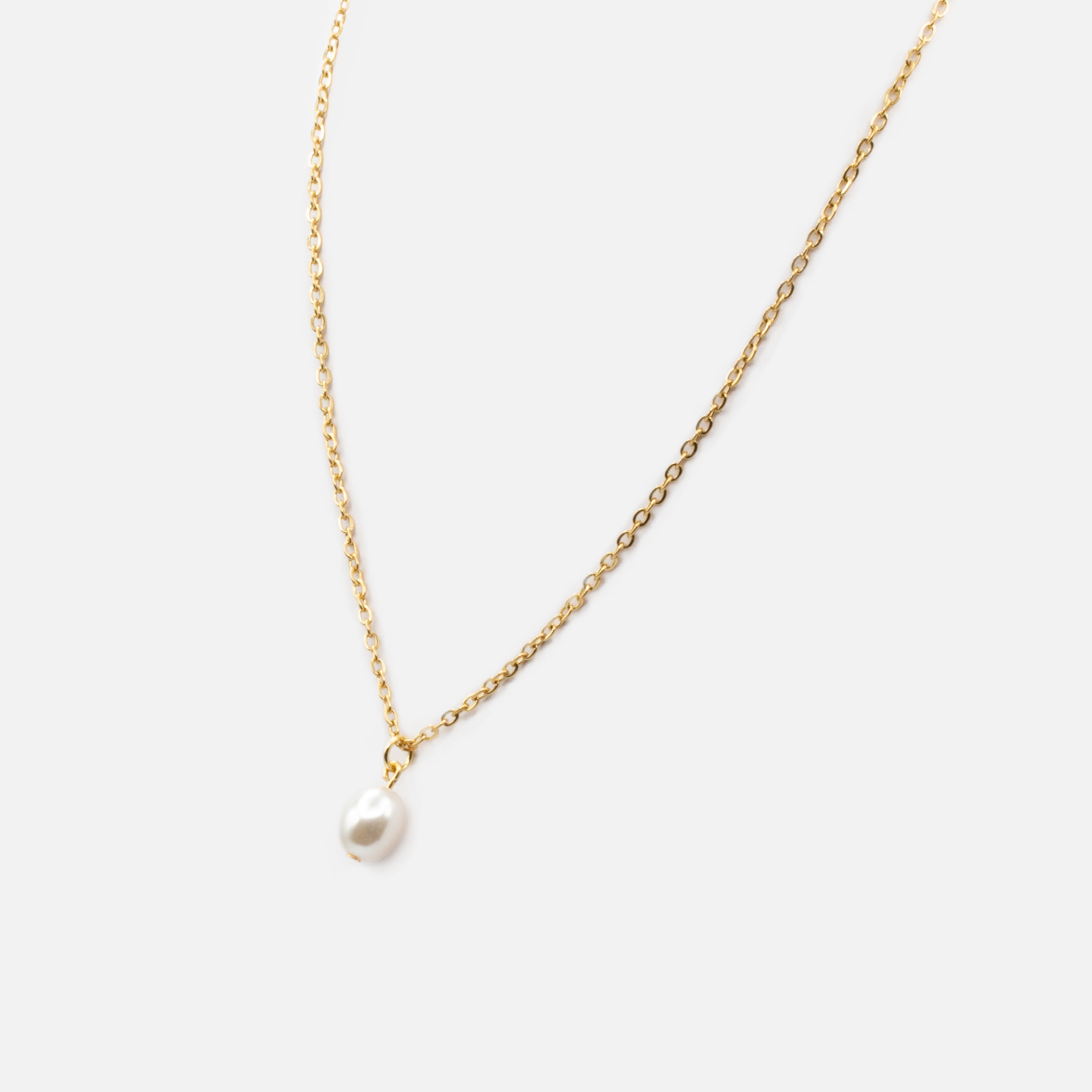 Collier doré breloque perle en acier inoxydable