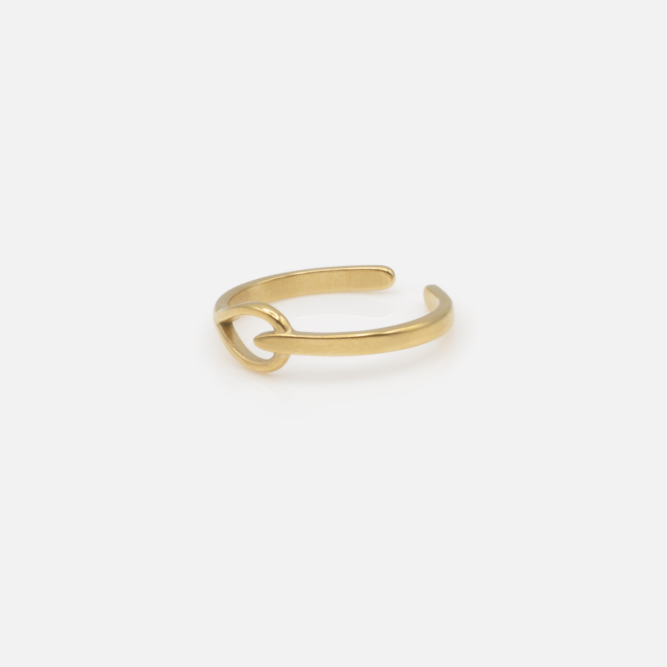 Bague ouverte dorée design abstrait en acier inoxydable