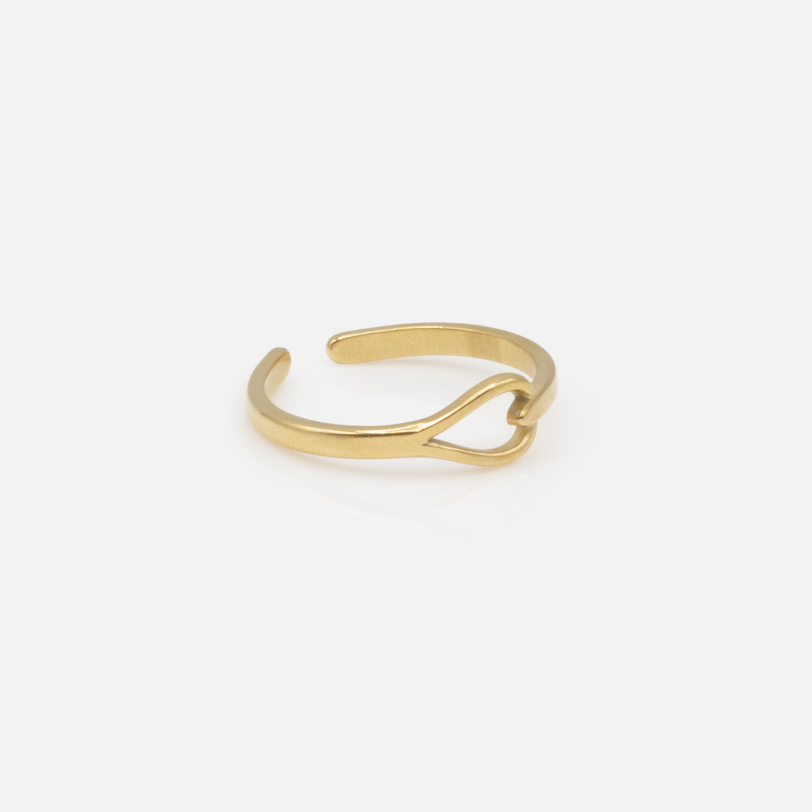 Bague ouverte dorée design abstrait en acier inoxydable
