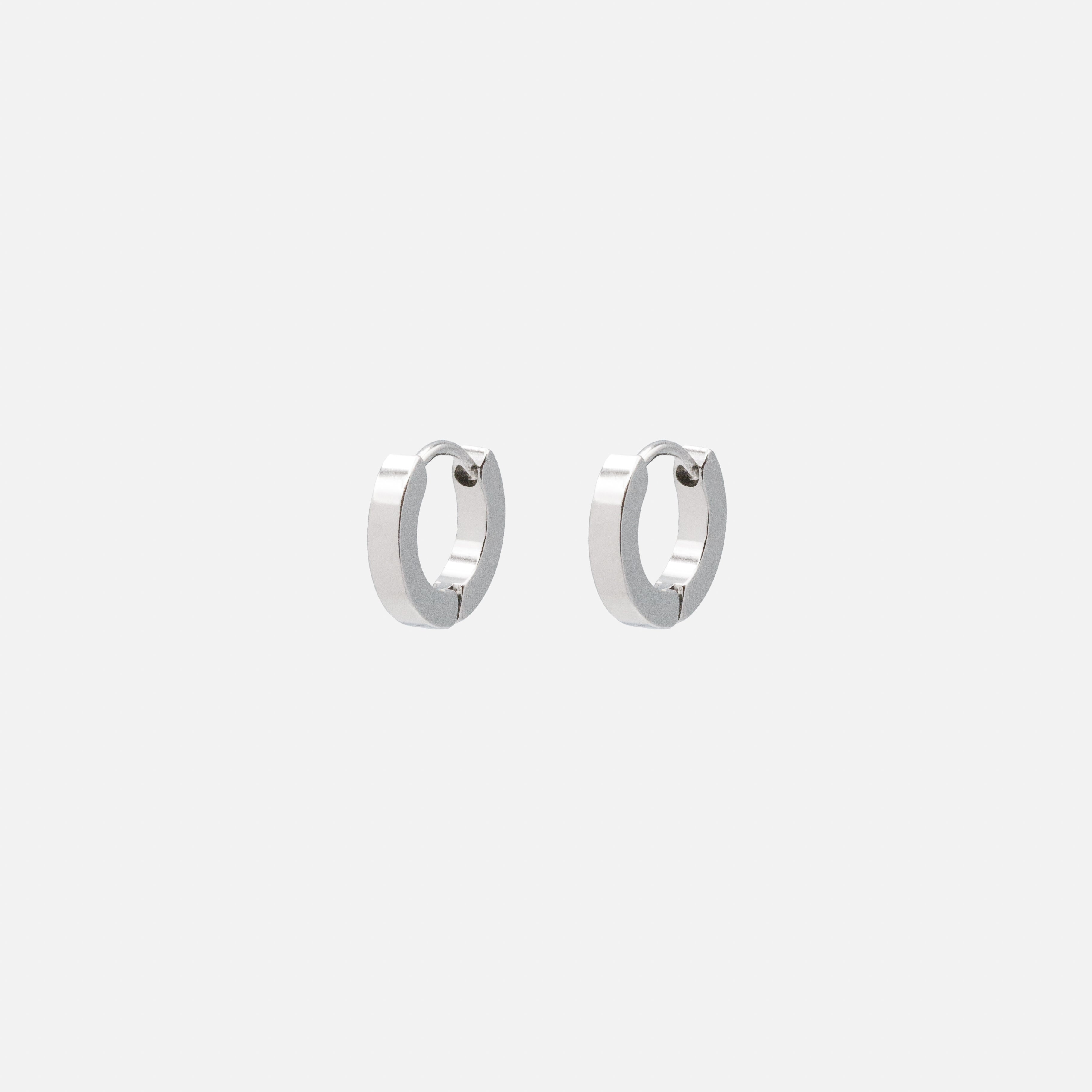 Silver stainless steel huggies earrings