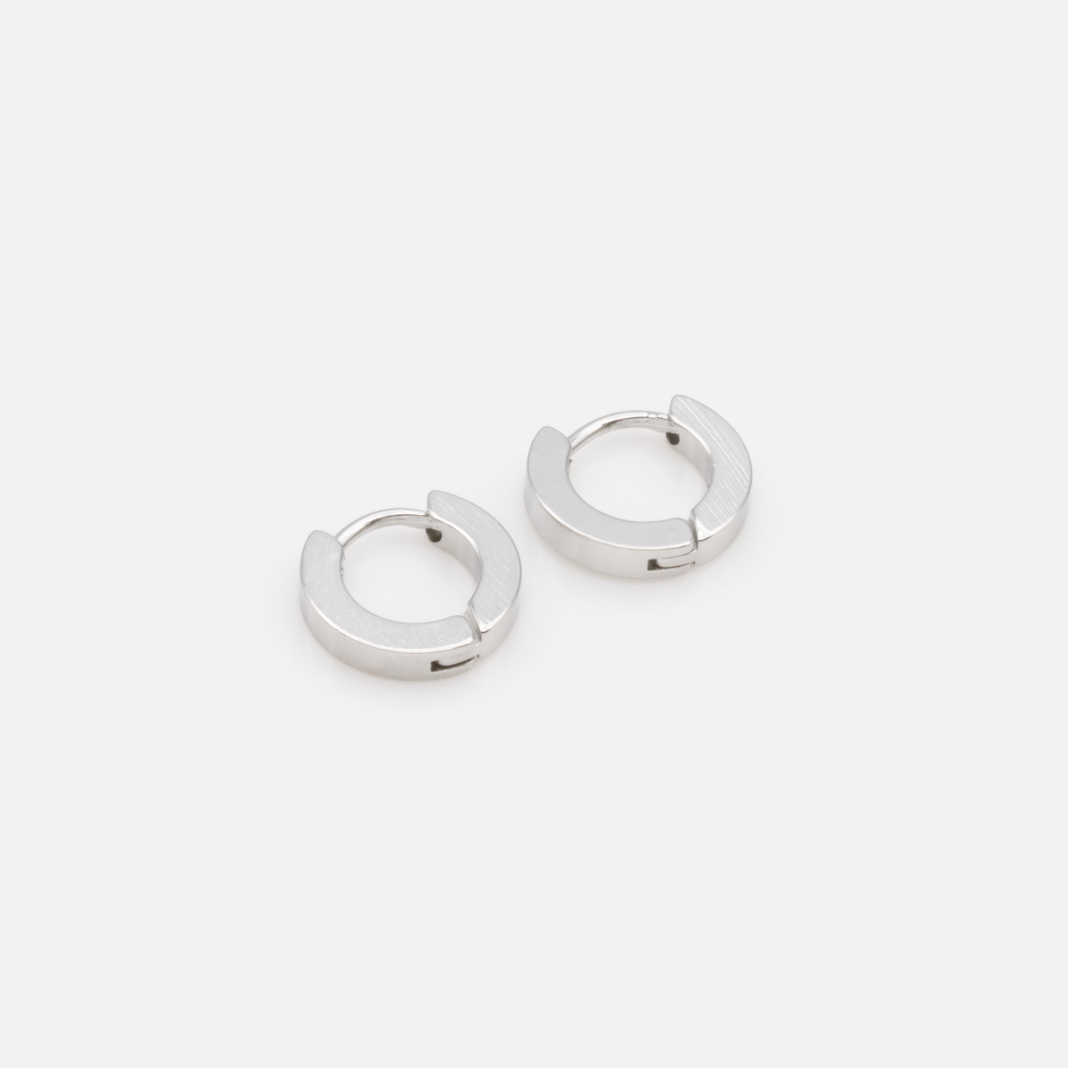 Silver stainless steel huggies earrings