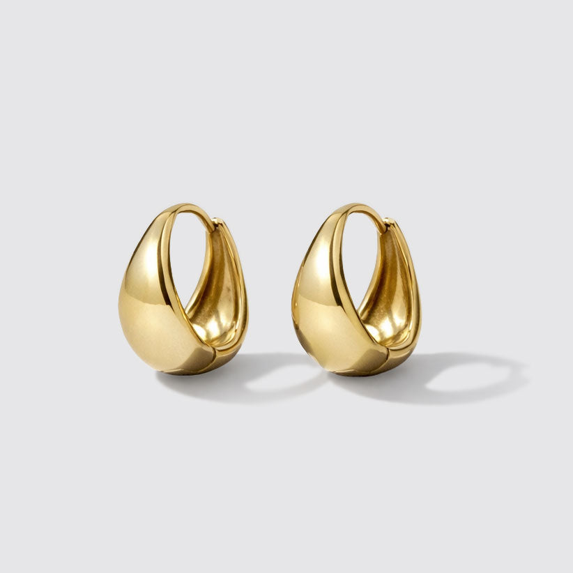 Boucles d'oreilles anneaux dorées à base large en acier inoxydable