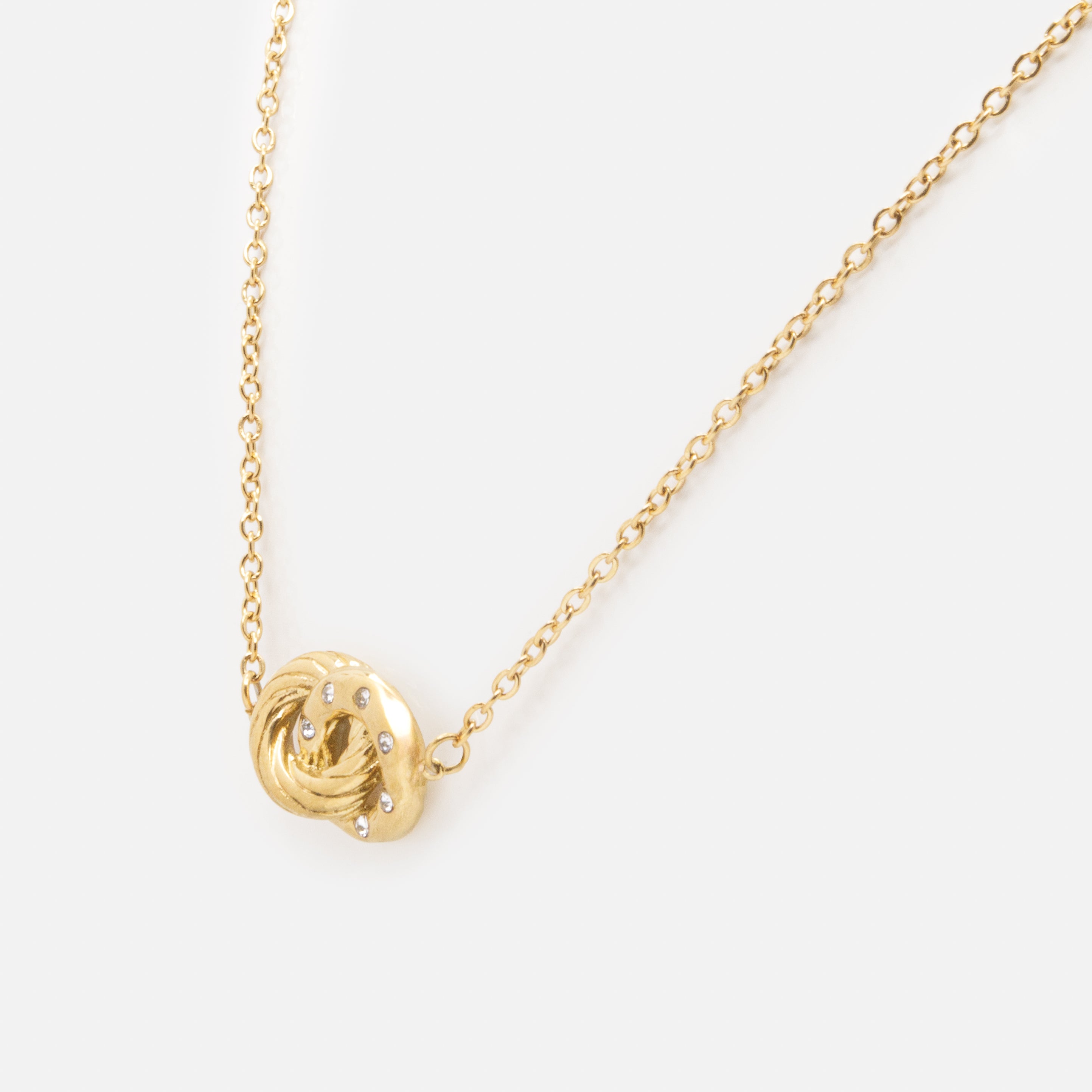 Ensemble collier et bracelet dorés anneaux entrecroisés en acier inoxydable