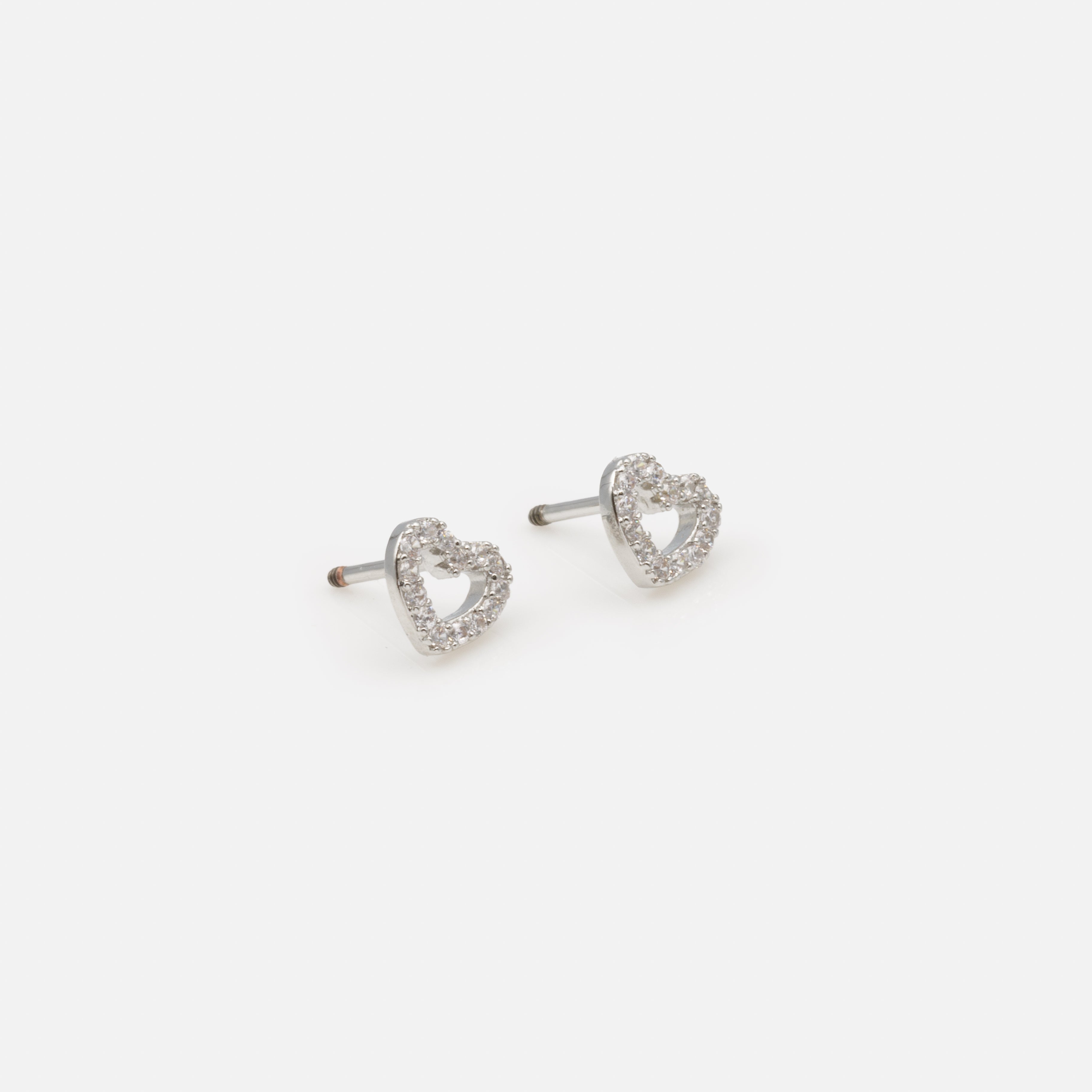 Trio de boucles d'oreilles cœurs noirs et argentés en acier inoxydable