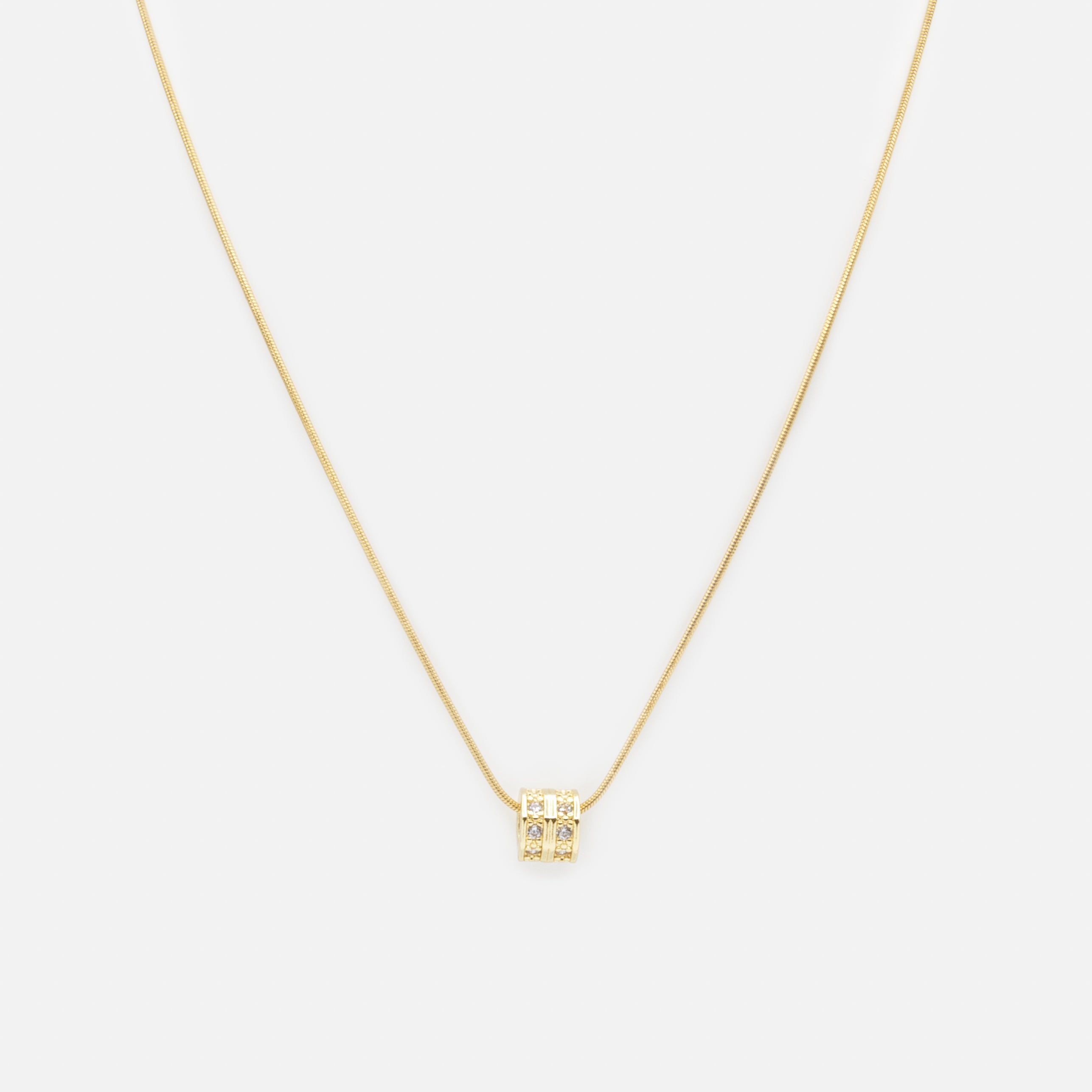 Collier doré cylindre texturé en acier inoxydable