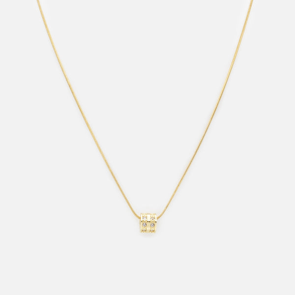 Charger l'image dans la galerie, Collier doré cylindre texturé en acier inoxydable