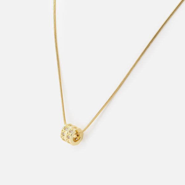 Charger l'image dans la galerie, Collier doré cylindre texturé en acier inoxydable