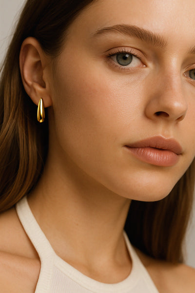 Charger l'image dans la galerie, Boucles d'oreilles dorées en forme de goutte en acier inoxydable