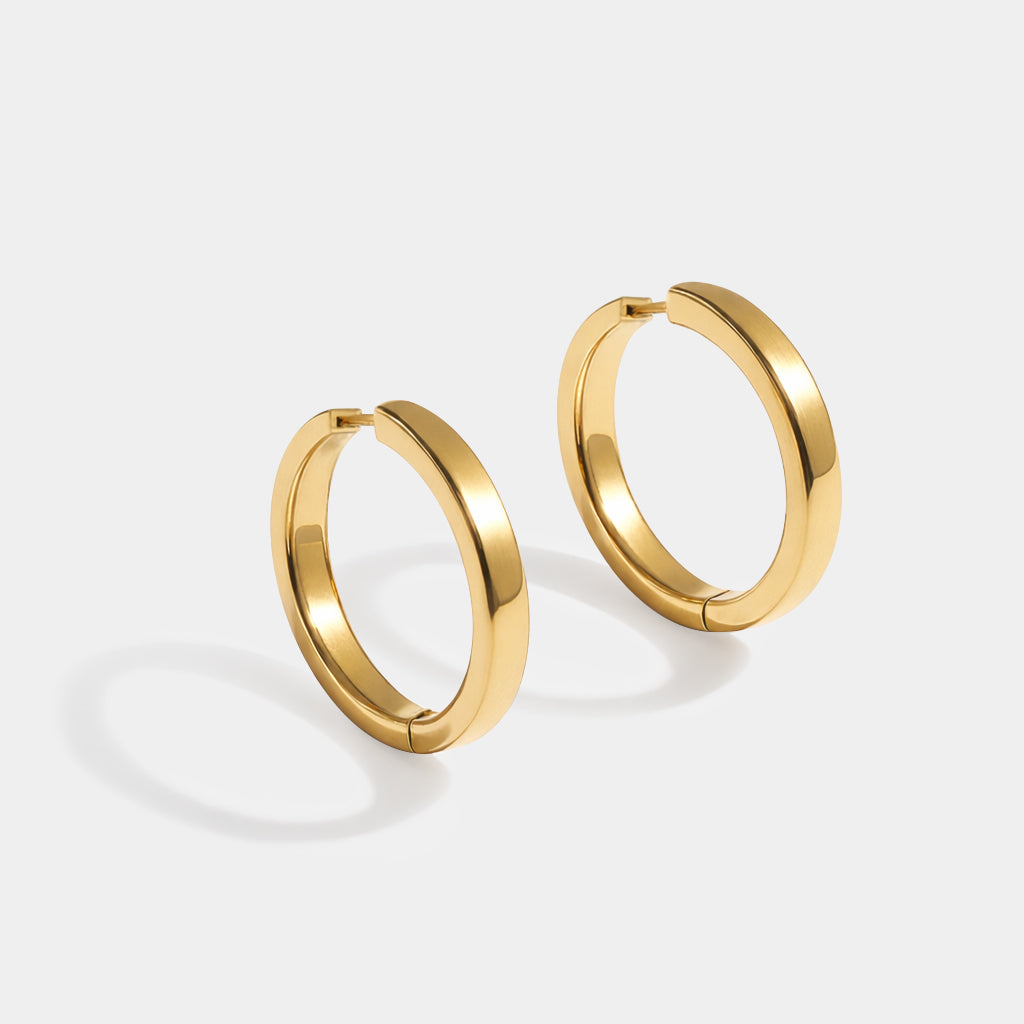 Boucles d'oreilles anneaux dorés en acier inoxydable
