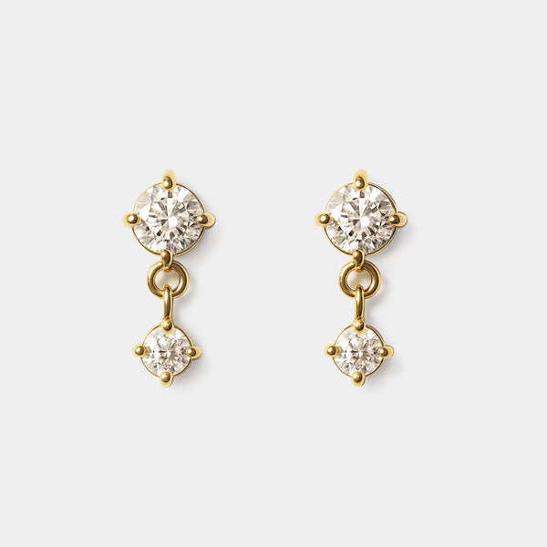 Load image into Gallery viewer, Gold-plated stainless steel dangling earrings with cubic zirconia